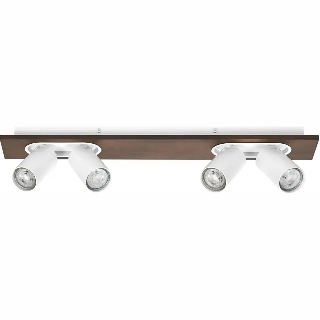 Osram DECOR SPOT MERCURY, 4 x 3,4W, 920lm, hout-look, wit, spot, verstelbare koppen, veelzijdig gebruik, interieurspot, vervangbare ledlampen, warm witte lichtkleur, GU10 Wit|Houtdecor