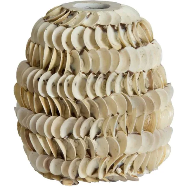 Light & Living Vaas Sarria - Naturel - Ø20x21cm - Bamboe - Modern - Bloemenvaas - Woondecoratie - Decoratieve vaas voor woonkamer of slaapkamer Wit