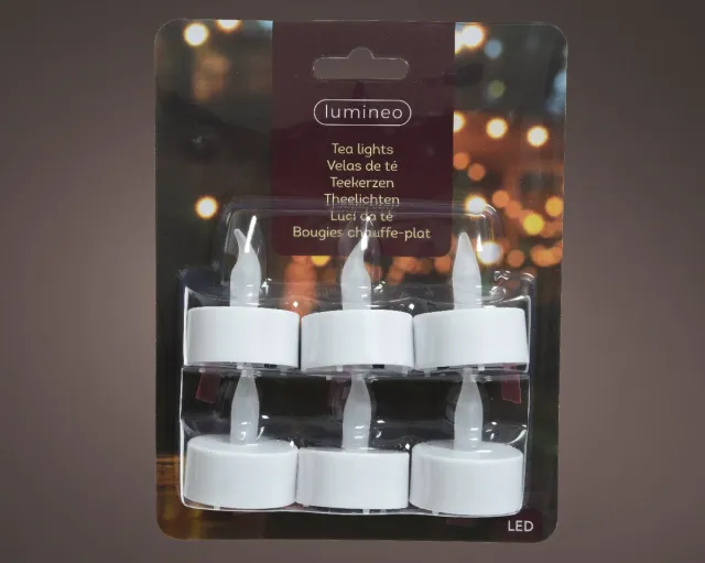 Lumineo LED waxinelichtjes - 6x st - wit - theelichtjes Multi