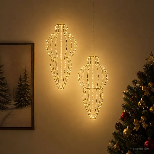 vidaXL Kerst Finial Licht 2 st 640 LED's Warmwit Dia. 40 x 75 cm