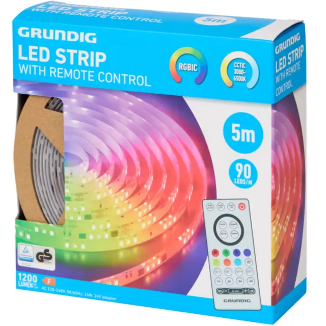Grundig ledstrip met afstandsbediening - 5 Meter RGBIC