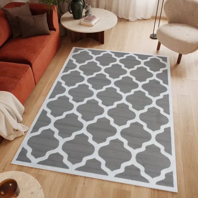 Tapiso Luxury Vloerkleed Grijs Wit Slaapkamer Woonkamer Tapijt Wit Grijs