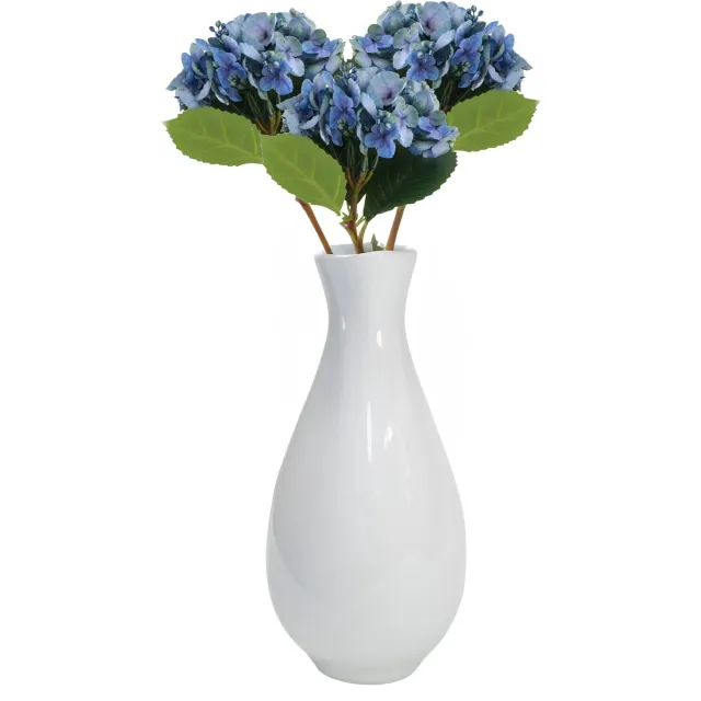 CHAKS Kunstbloem Hortensia tak - 3x - blauw - 35 cm - losse steel - Kunst zijdebloemen