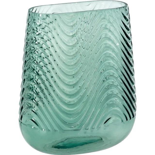 H&S Collection Vaas-glas-ovale vorm-groen-17x12x21 cm