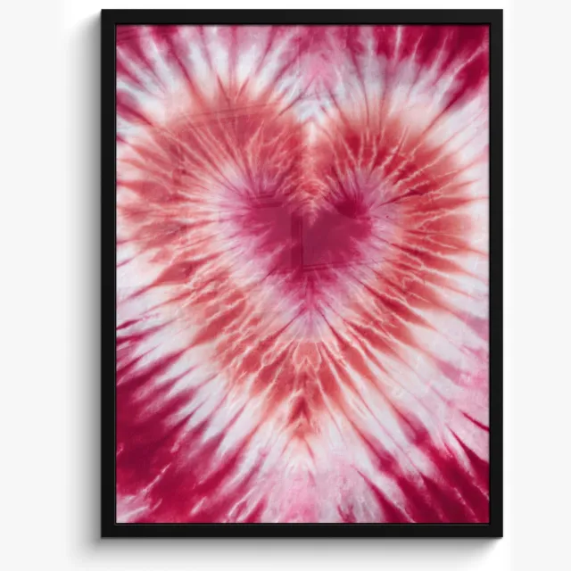 FrameYourWall Poster in lijst - Fotolijst 50x70 cm - Posters - Hartvorm - Roze - Tie dye - Posterlijst zwart - Decoratie - Wanddecoratie woonkamer - Muurdecoratie slaapkamer Hartvorm - Tie dye