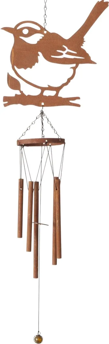 Boltze Windgong - Windvanger - Metaal - Roestkleur - Vogeldesign - 70 cm - Tuin & Balkon Decoratie Bruin