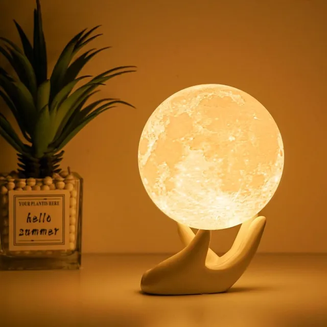 Ayangoods Maanlamp - Dimbaar Oplaadbaar Nachtlampje voor Sfeervolle Decoratie - Romantische Verlichting voor Ontspannen Sfeer Wit