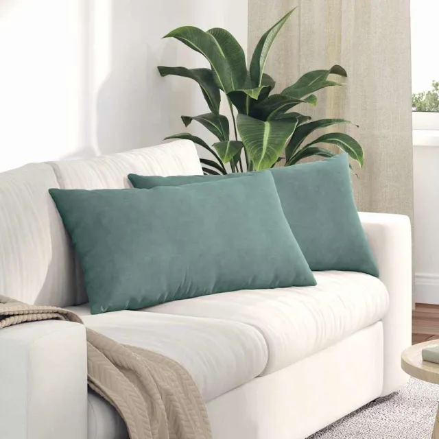 vidaXL Sofa Kussens 2 st fluweel Zeegroen 80 x 40 cm
