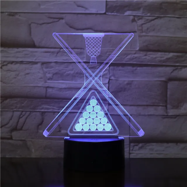MC Living 3D Led Lamp Met Gravering - RGB 7 Kleuren - Snooker
