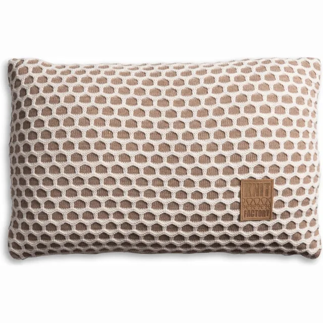 Knit Factory Mila Sierkussen - Marron/Beige - 60x40 cm - Kussenhoes inclusief kussenvulling