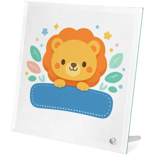 Mr Cadeautjes Glasframe 20 x 20 - design Een afgerond, vriendelijk dierportret met kleine decoratieve | cadeau Wit