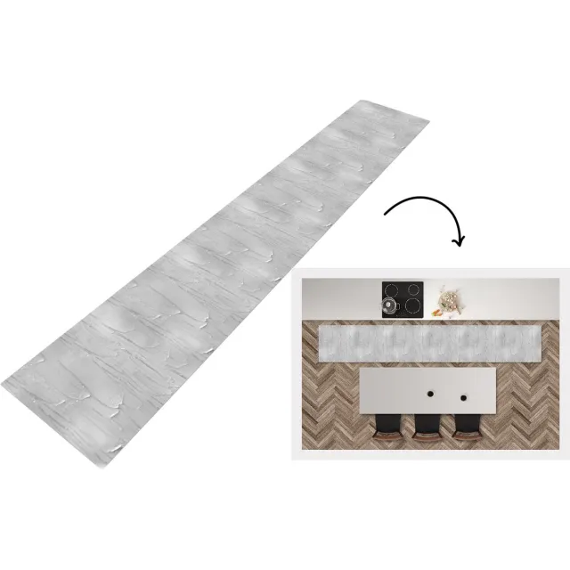 KitchenYeah Keukenloper - Keukenmat - Verf - Patronen - Grijs - Keuken vloerkleed Multicolor