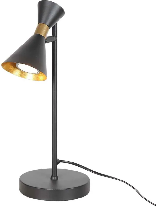 Anne Light & home Tafellamp - zwart - Preto - elektronica kunststof metaal - Ø 15cm - GU10 - 4111ZW - Anne Lighting
