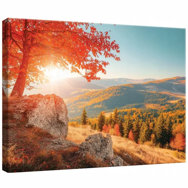 WALLARENA Canvas schilderij - 60x40 cm - Landschap bergen op doek voor slaapkamer, woonkamer en keuken multikleurig