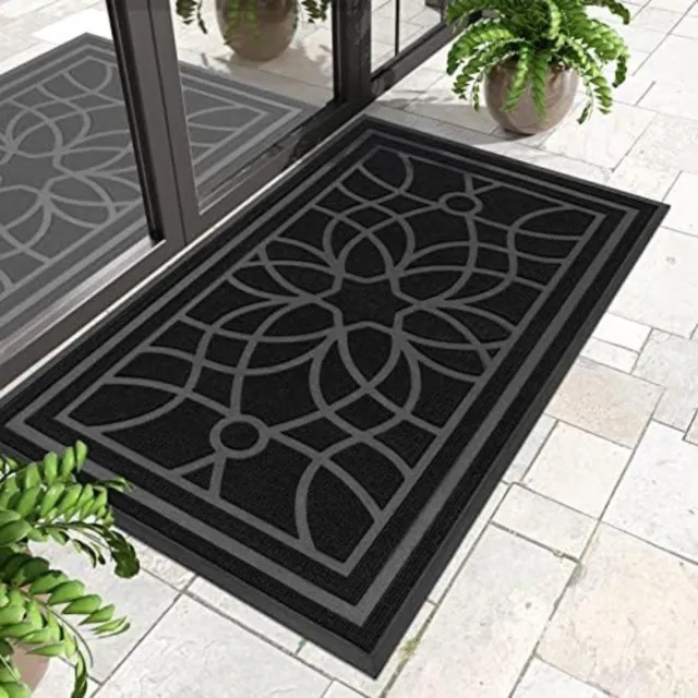 Thuys Deurmat Binnen Droogloop – Deurmat Binnen Wasbaar – Zwart – 90 x 150 CM