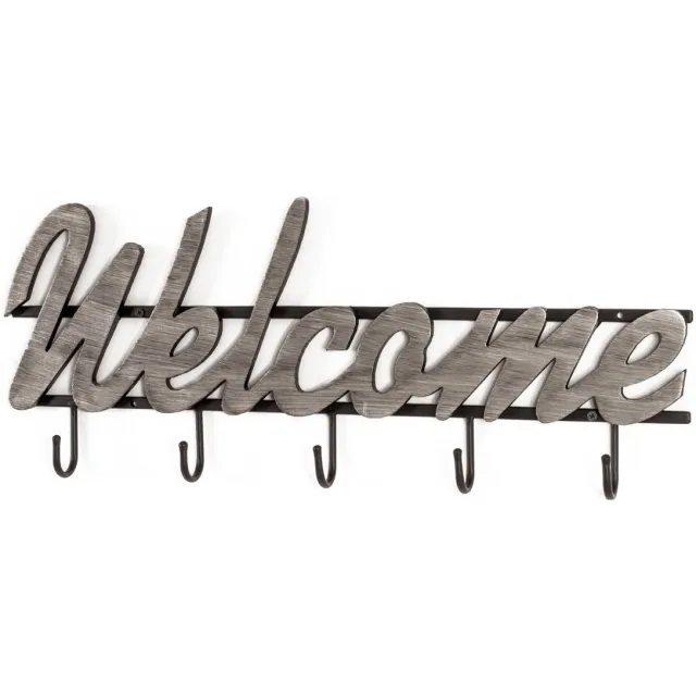 Ibenzoa Moderne Wandkapstok Set in Zwart Metaal met Zilveren MDF Letters – Functional en Stijlvol