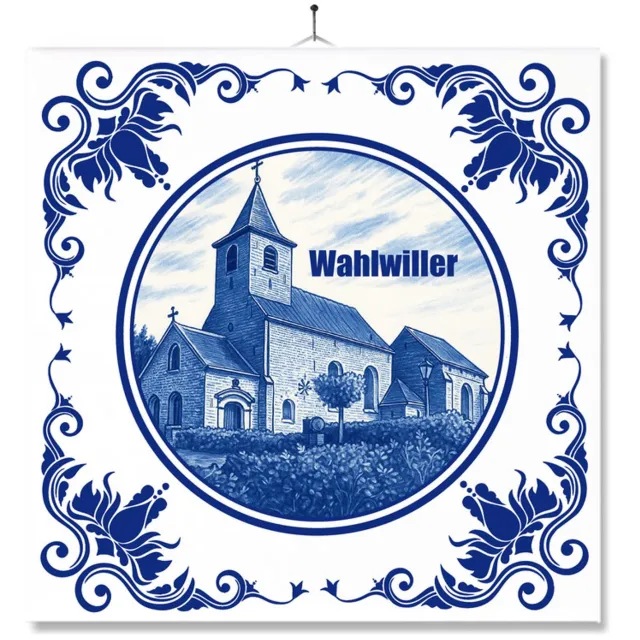MC Living Tegel Met Opdruk | Wahlwiller | Delft Blauw | Cadeau | Inclusief Geschenkdoos | Standaard | Ophangsysteem Multi-Color