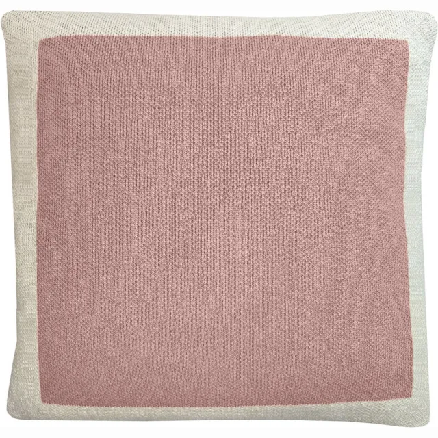 Malagoon Solid knitted poster cushion pink Roze, Offwhite