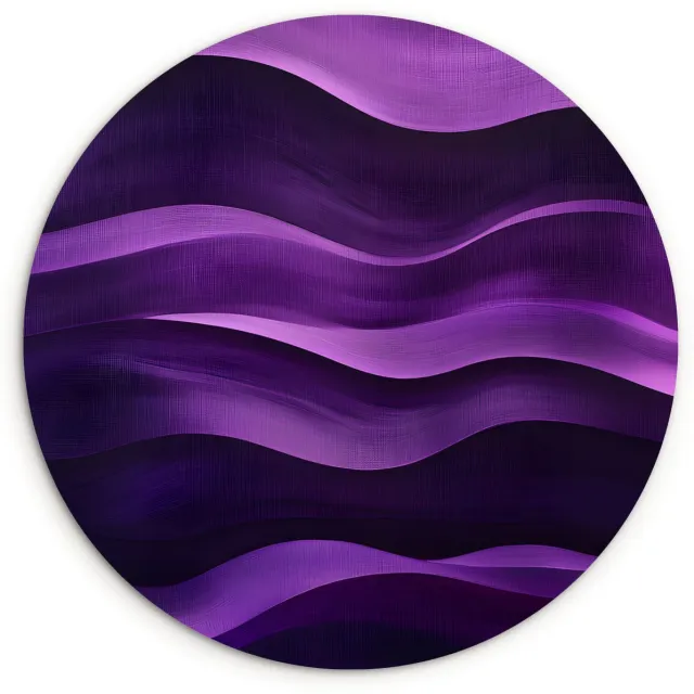 WallCircle Wandcirkel 140x140 cm - Muurcirkel Golven - Abstract - Paars - Muurdecoratie woonkamer - Wanddecoratie slaapkamer - Kamer decoratie accessoires - Ronde schilderijen