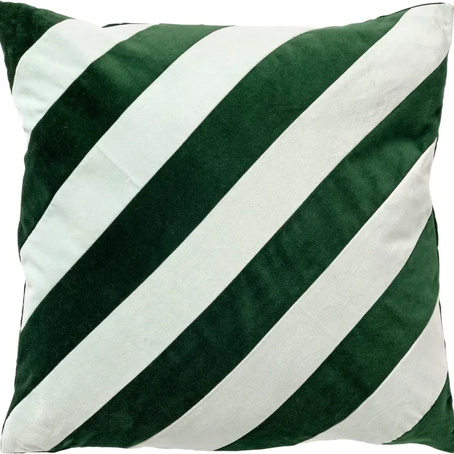 Dutch Decor VIGO - sierkussen 45x45 cm - gestreept - Hunter Green - groen, wit - Inclusief binnenkussen - Luxe kussens voor woonkamer & bank Donkergroen