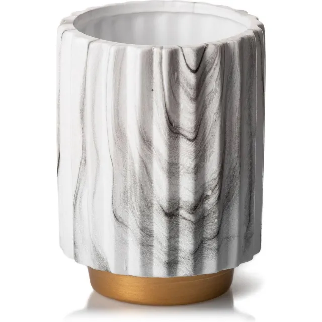 HowHomely GreenHome MarbleArt - Vaas - Marmerlook - Handgeschilderd goud - Keramisch materiaal - 12 cm Goud;Marmer