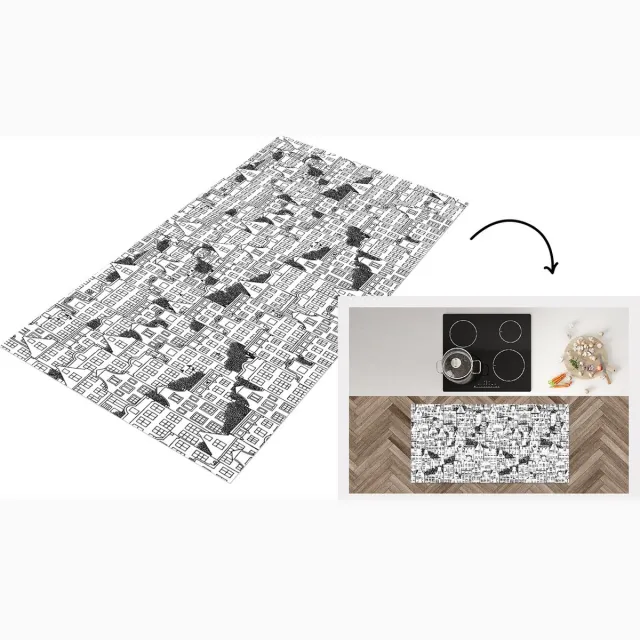 KitchenYeah Keukenloper - Loper keuken - Amsterdam - Grachtenpand - Zentangle - Keukenloper vinyl Multicolor