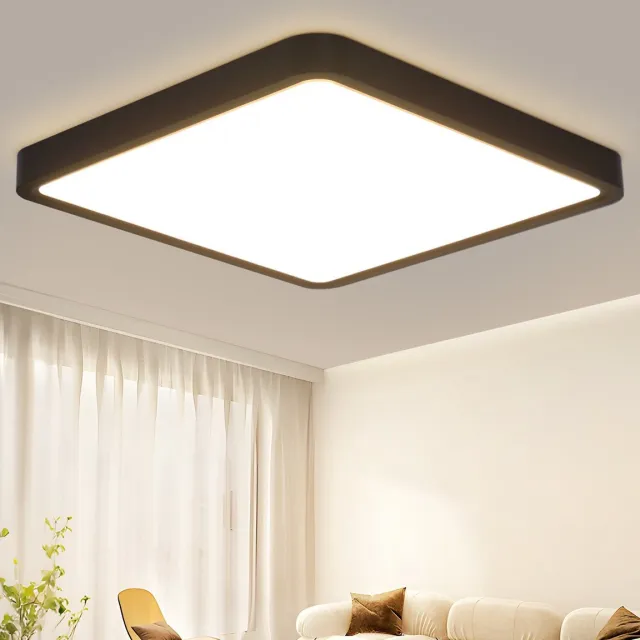 NETTLIFE Plafondlamp - LED - Ø 23 cm - Zwart plafonniére - 23W - warmwit licht - rechthoek