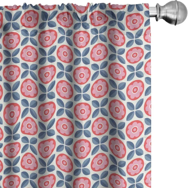 ABAKUHAUS Gordijnen – 2x75x175 cm – microvezel – halfdonker – paarsblauw Lila Blau Dunkle Koralle