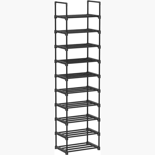 Parasha Nova 10-laags schoenenrek - schoenenkast - metaal zwart - Schoenopslag Metalen Ruimtebesparend - schoenentoren voor kleine ruimtes
