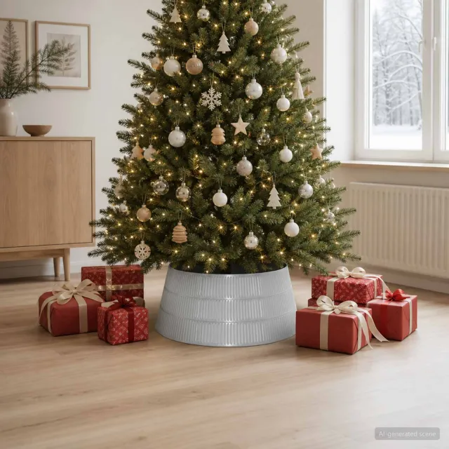 vidaXL Kerstboomrok Kegelvormig zilver Dia. 65 x 25,5 cm Kunststof