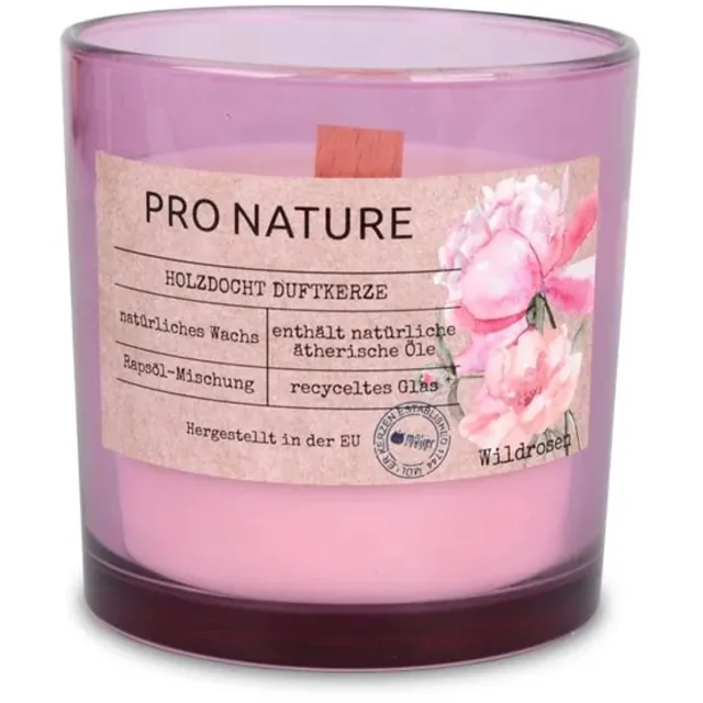 Muller Kerzen PRO NATURE geurkaars met houten lont rose