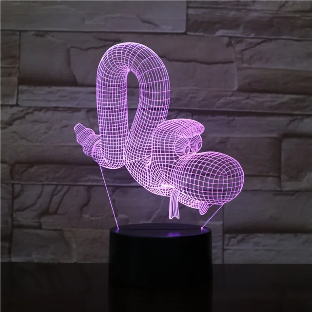 MC Living 3D Led Lamp Met Gravering - RGB 7 Kleuren - Slang Cartoon