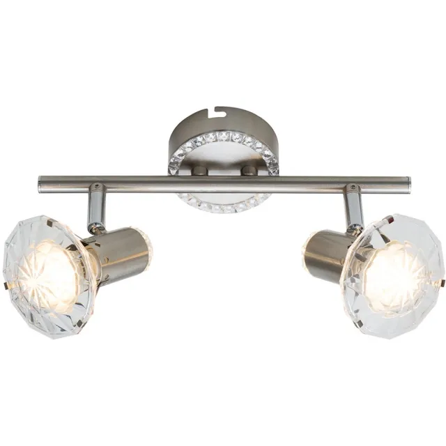 Globo LED-spot plafondspot verstelbare kristallen plafondlamp, 2-lichts L 26 cm woonkamer eetkamer slaapkamer spotlight zilver