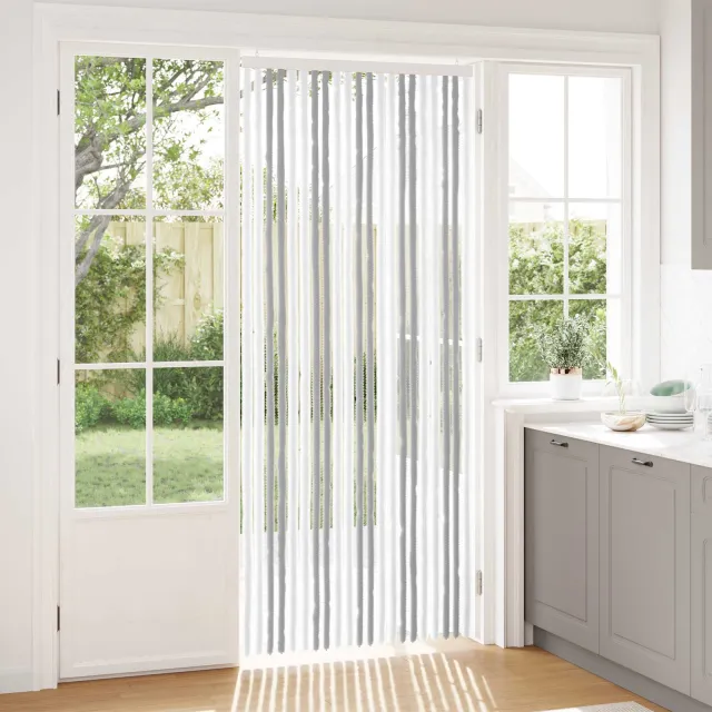 vidaXL Insecten Gordijn Chenille Lichtgrijs en wit. 90 x 220 cm