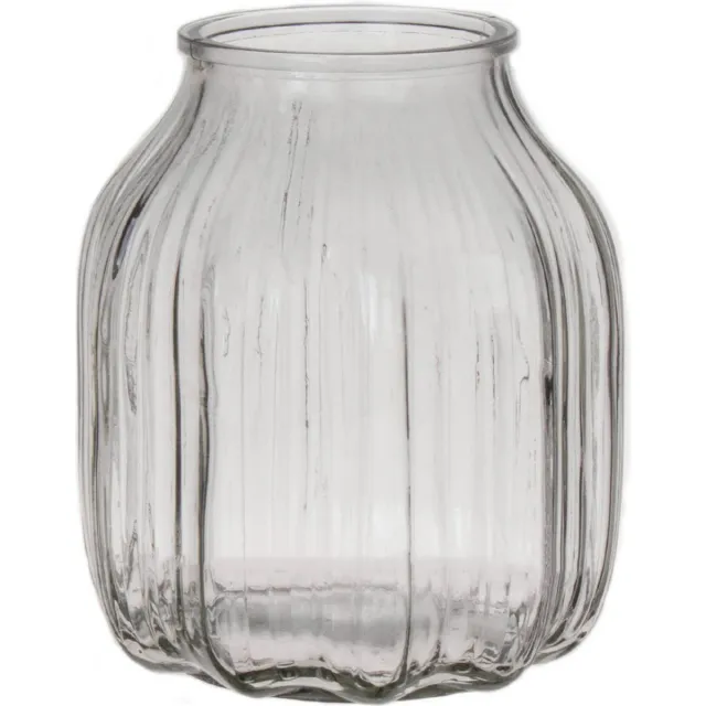 Bellatio Design Bloemenvaas klein - helder transparant glas - 14 x 16 cm - vaas