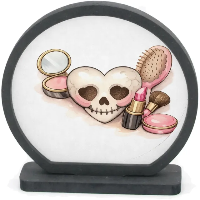 Mr Cadeautjes Houten fotolijst rond met MDF inleg - design Beauty-items in een retro salonsetting met een ondeugende tw | cadeau Wit