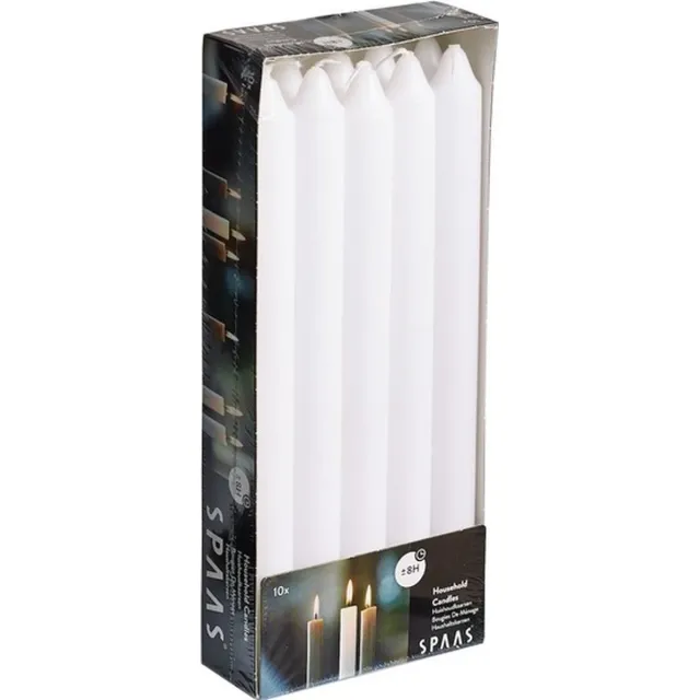 Spaas Dinerkaarsen wit - 40x stuks - 24 cm - 8 branduren - lange kaarsen - tafelkaarsen