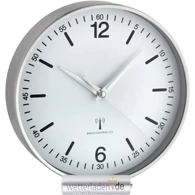 TFA Dostmann Radiografische Wandklok Wit met Aluminium Frame