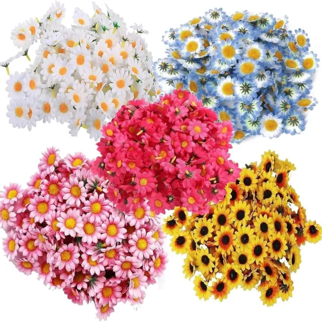 Cosensi Set van 200 Kleurrijke Madeliefjes Kunstbloemen voor Decoratie, Bruiloft & Feesten Any