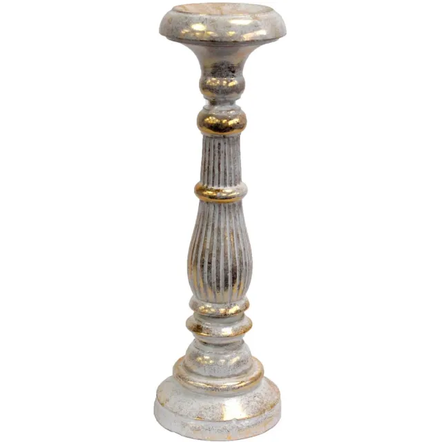 Ancient Wisdom Vintage Kandelaar - Wit & Goud - Kaars Houder - 40cm Hoog