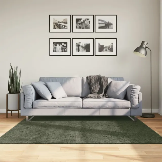 vidaXL Rug HUARTE Green 160 x 160 cm 100% Polyester Plat Wasbaar, foto 2