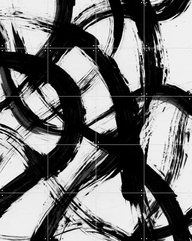 IXXI Abstract Brush Strokes 98X, Mareike Böhmer - 80 x 100 cm - Grote wanddecoratie en posters - Grafisch Ontwerp, Abstract, Kwaststreken, Slaapkamer Monochroom / Zwart en wit / Zwart