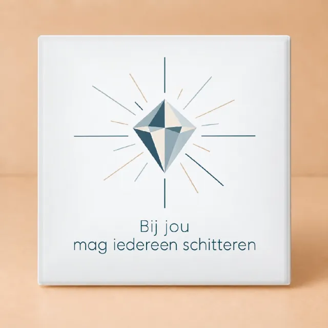 Bedruk King Strakke minimalistische Kerstknutselkoningin Tegel – Motivatiebord voor groep 3 en leerkrachten - 15 x 15 cm Wit