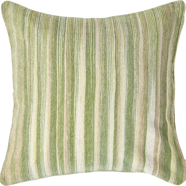 Homescapes Groen Gestreept Chenille Kussenhoes 45 x 45 cm