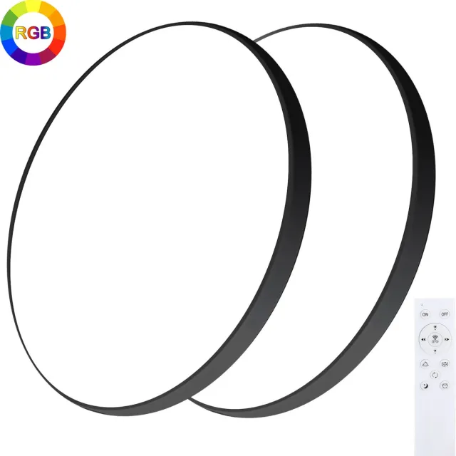 Oraymin 2x LED Plafondlamp - RGB - Met Afstandsbediening - 24W - Zwart - Ø30cm