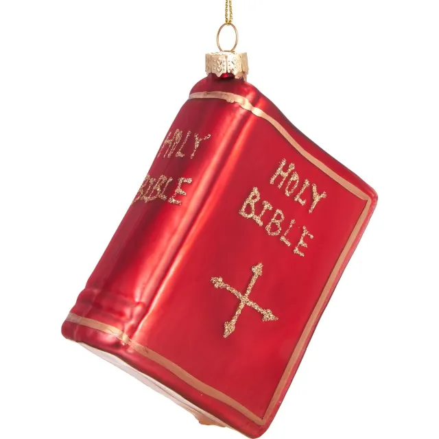 Brubaker Bijbel Rood - Handgeschilderde Glazen Kerstbal - Handgeblazen Kerstversiering - Grappige Kersthanger - Kerstboom Decoratie - 9 cm