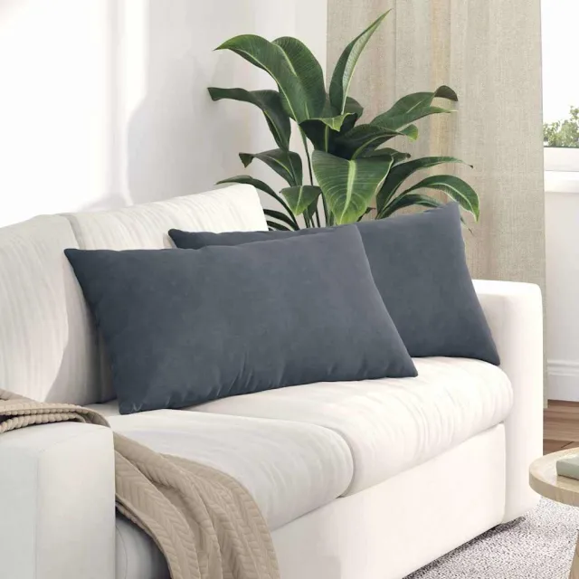 vidaXL Sofa Kussens 2 st fluweel Donkergrijs 80 x 40 cm