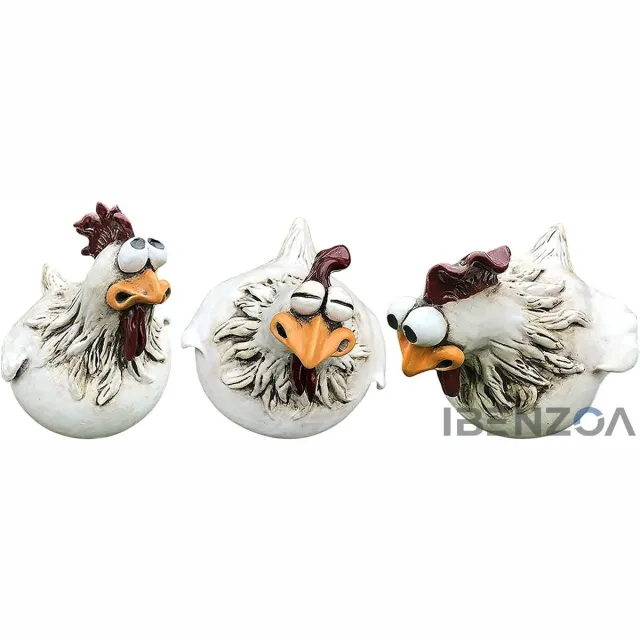 Ibenzoa Tuindecoratie - Kip - 3 stuks - Polyresin Meerkleurig