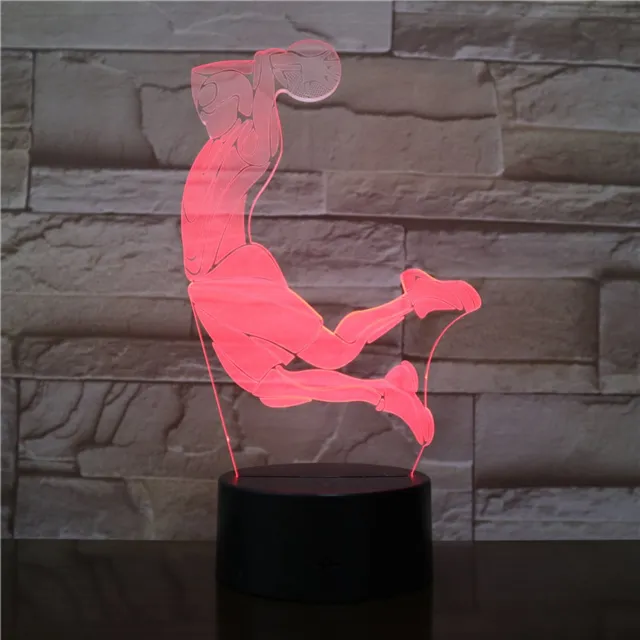 MC Living 3D Led Lamp Met Gravering - RGB 7 Kleuren - Basketbal