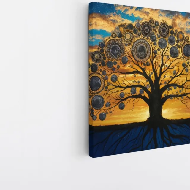 Saammp Canvas Schilderij - Spirutuele boom - Landschap - Natuur - 40x40 - Foto op canvas - Wanddecoratie - Muurdecoratie Woonkamer - Slaapkamer decoratie - Canvas Print Multicolor